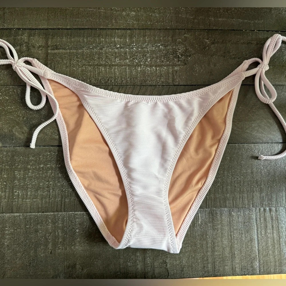 J.Crew Swimsuit Womens M‎ Pink Bikini Bottom Ribbed String Cheeky Curved BE805